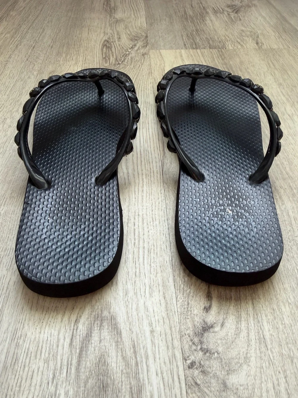 Tory Burch - Black Beaded Flip Flop Sandals